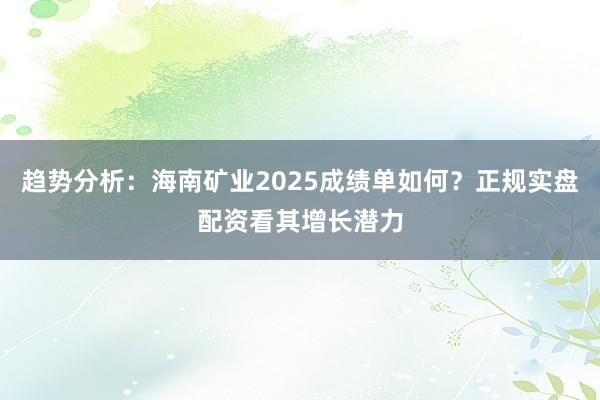 趋势分析：海南矿业2025成绩单如何？正规实盘配资看其增长潜力