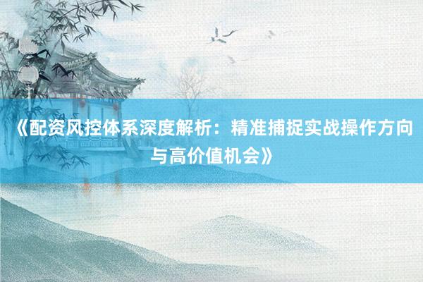《配资风控体系深度解析：精准捕捉实战操作方向与高价值机会》