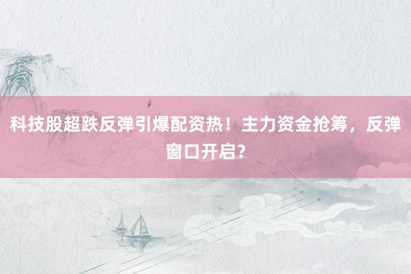 科技股超跌反弹引爆配资热！主力资金抢筹，反弹窗口开启？