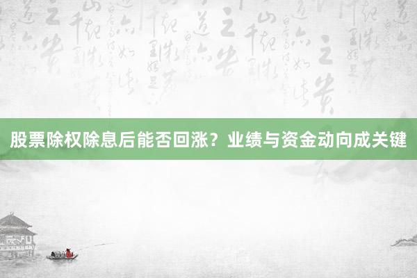 股票除权除息后能否回涨？业绩与资金动向成关键